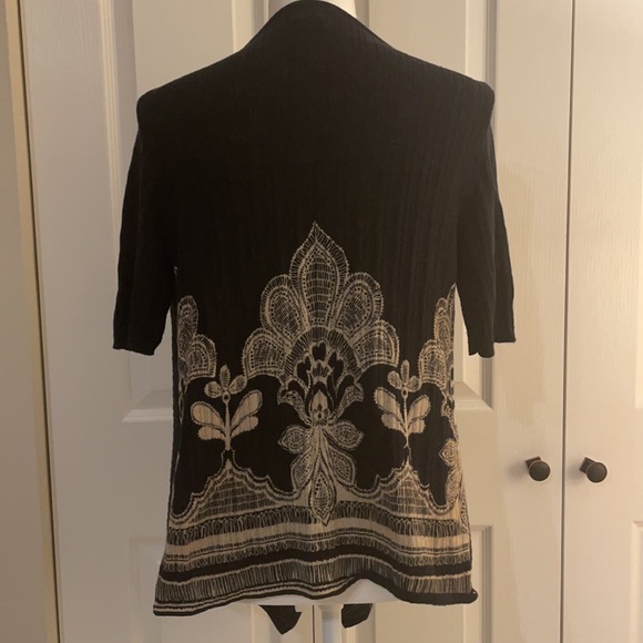 Chico’s Black & Tan Open Front Cardigan Sweater 1 - Picture 3 of 6